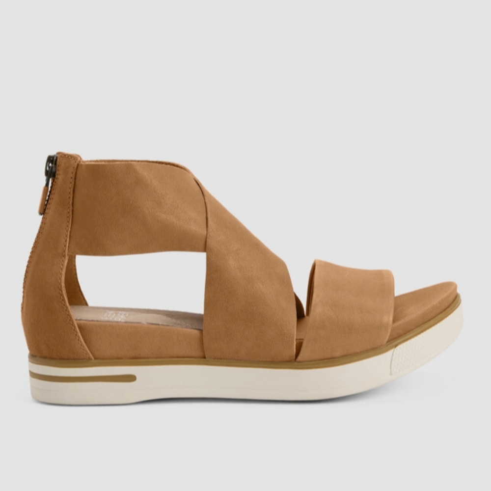 Eileen Fisher Honey Sport Tumbled Leather Sneaker Sandals Size 11